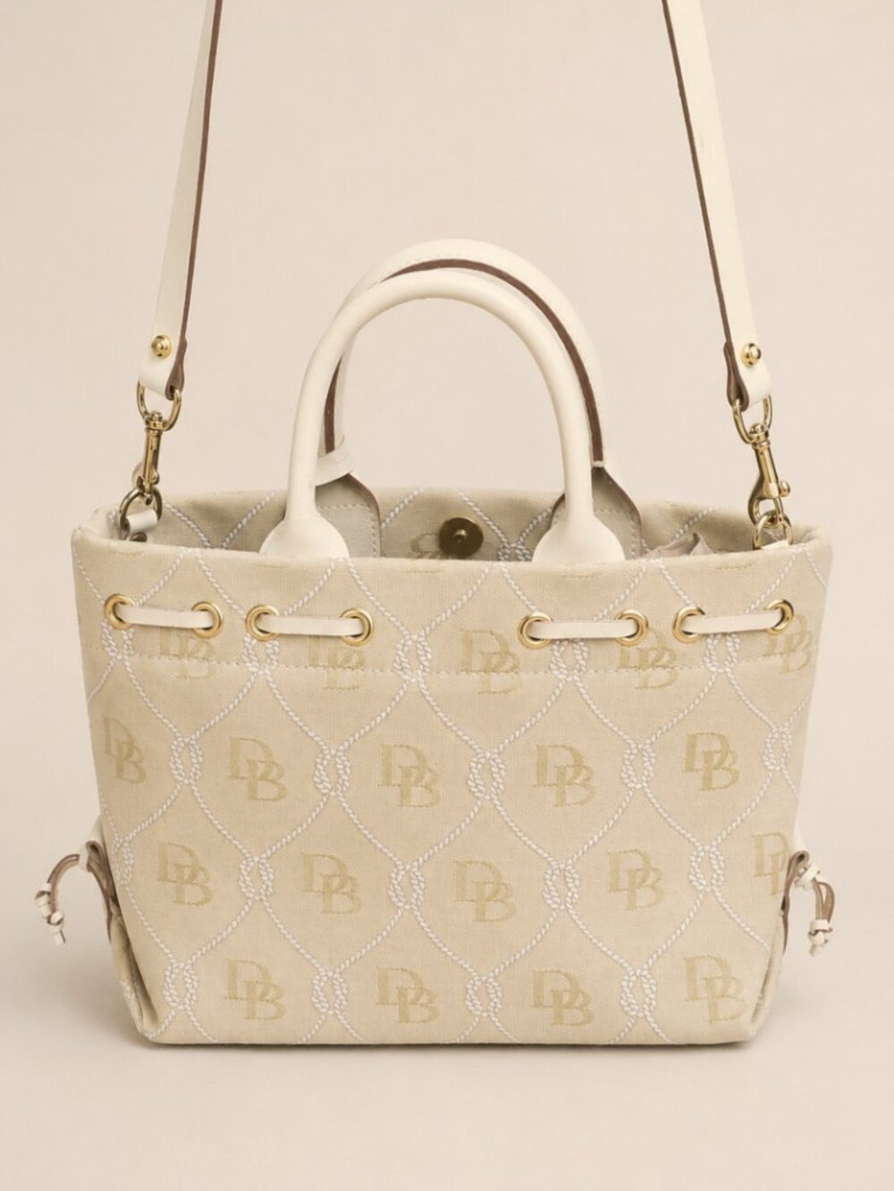 Dooney & Bourke Cream & Ivory Logo Canvas Satchel NWOT - Picture 7 of 12